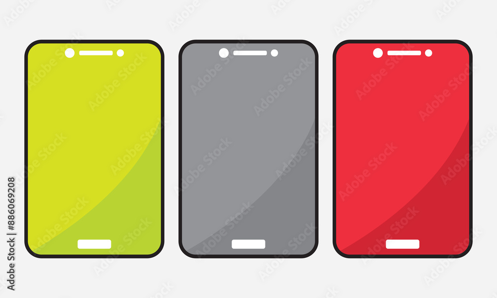 Poster smartphone mockup screen with shadow. mobile phone vector isolated. device front view. set of odern 