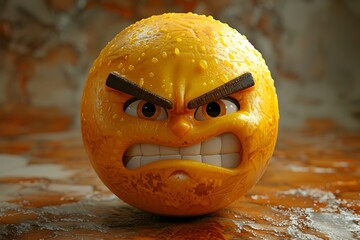 3D emoji face in yellow, exuding a confident and determined expression, symbolizing strength and resolve.