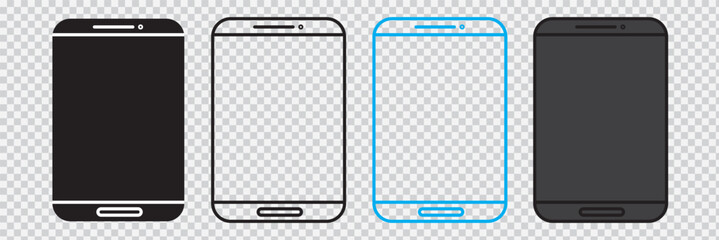 Smartphone icons, mobile phone vector icon. Mobile phone symbol on transparent background. vector illustrator.