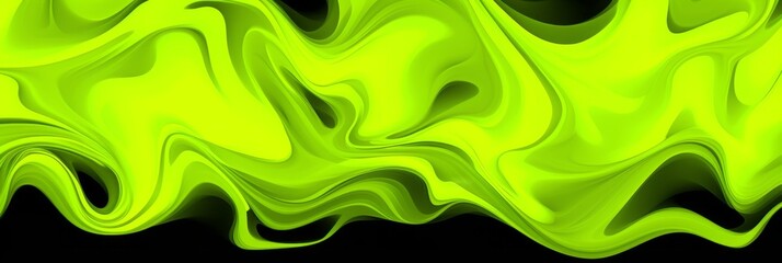 Obraz premium illustration of abstract green swirling liquid on a black background