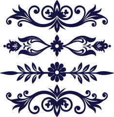 Dividers thin line elements set. Border underline for text page, book, invitation, wedding card, certificate