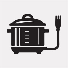 Electric pan Pressure Cooker silhouette vector on a white background