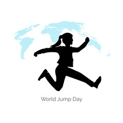 Vector illustration of World Jump Day. Flat design. flyer design. flat illustration. Girl jumping vector.