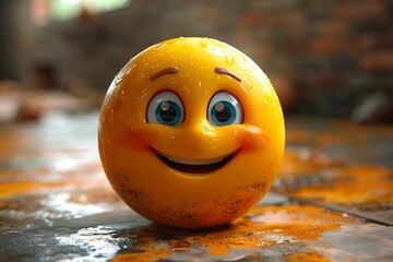 Yellow emoji face with a joyful 3D expression, radiating happiness and positivity.