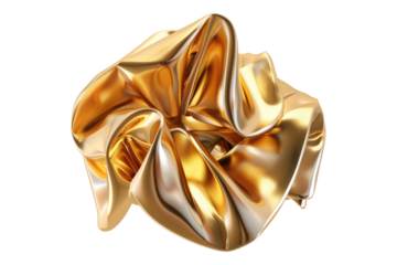 3D realistic golden metal shape isolated on transparent background