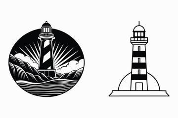 Lighthouse silhouette vector illustration