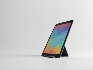 A modern tablet with a blank screen on a white background