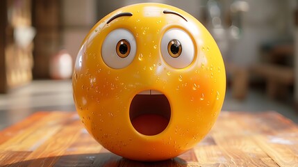 Yellow emoji with a surprised 3D expression, wide-eyed and mouth agape, capturing a moment of astonishment.