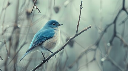 Blue bird on a branch