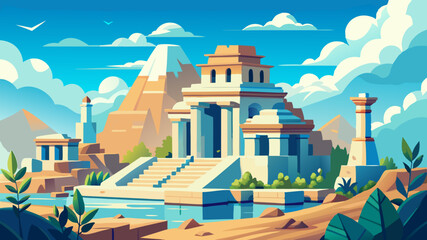 Bright ruins: a vector illustration in a mystical style.
Mysterious Ruins: photorealistic vector illustration.
Ancient ruins: colorful vector illustration.Mystical ancient ruins: vector illustration i