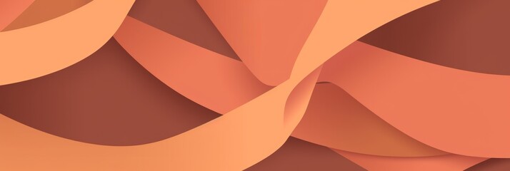 A banner background features overlapping orange and brown shapes with a subtle, layered effect
