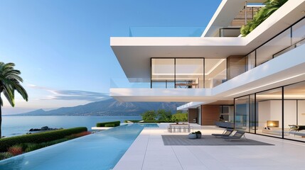 Fototapeta premium A large house with a pool and a patio