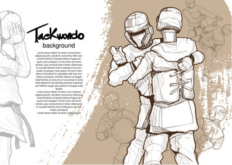 taekwondo fighting sketch background