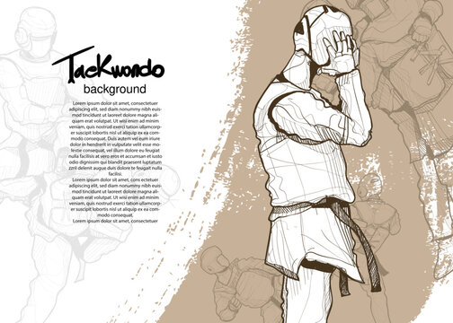 taekwondo fighting sketch background