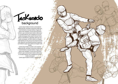 taekwondo fighting sketch background