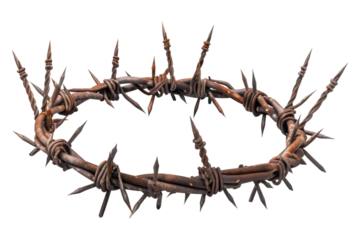 A crown made of barbed wire isolated on transparent background