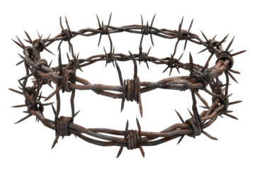 A crown made of barbed wire isolated on transparent background