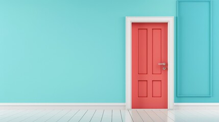 Two doors with one blue and one orange