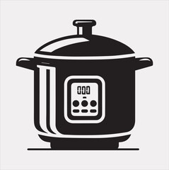Electric pan Pressure Cooker silhouette vector on a white background
