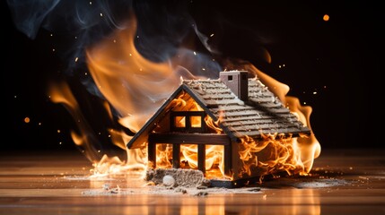 Model house engulfed in flames emphasizes the importance of having home property insurance coverage
