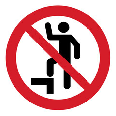 SO prohibition safety signs_do not step symbol and pictogram only size 1 x 1 round shape	
