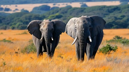 Obraz premium African elephant bulls in the Eastern Cape, South Africa