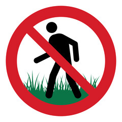 ISO prohibition safety signs_do not walk on grass symbol and pictogram only size 1 x 1 round shape	
