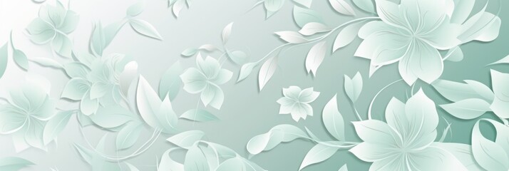 Fototapeta premium White floral pattern with a green background