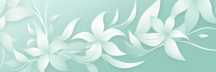Obraz premium A banner featuring delicate white lilies on a light mint green background
