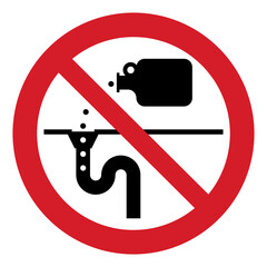 ISO prohibition safety signs_no dumping (drain) symbol and pictogram only size 1 x 1 round shape	
