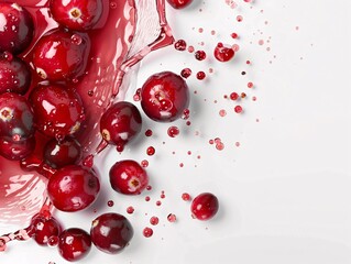 a group of cranberries splashing into a liquid