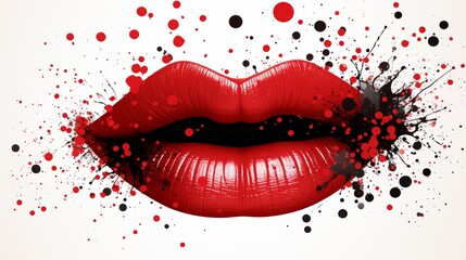 Modern halftone collage  abstract grunge mouth design element for trendy artistic compositions