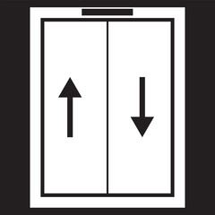 Elevator icon for buildings and commercial establishments. Concept of walking uphill with arrows on isolated white background