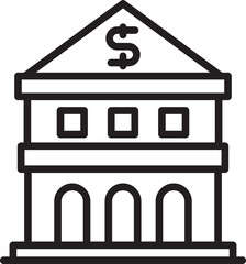 Bank Building Line Icon