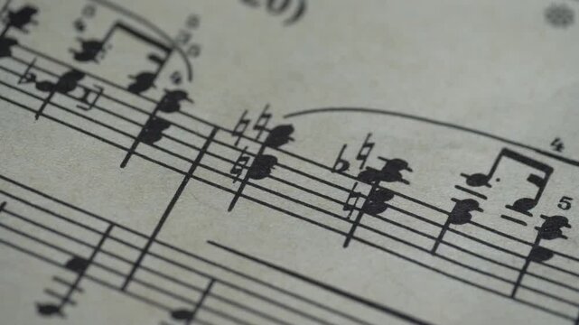 Macro of a musical composition written in a notebook
