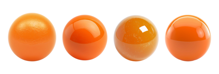 Orange Spheres with Different Textures Isolated on a White or Transparent Background