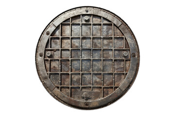 Fototapeta premium A round manhole cover isolated on transparent background
