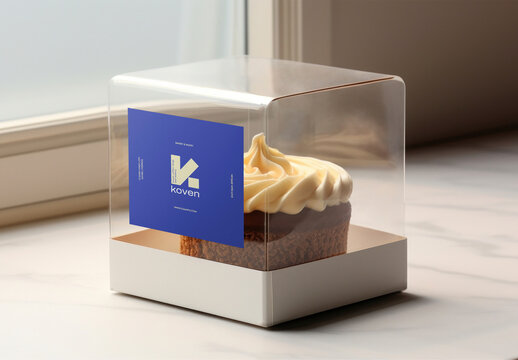 Product Cake Plastic Box Label Sticker Mockup With Generative AI
