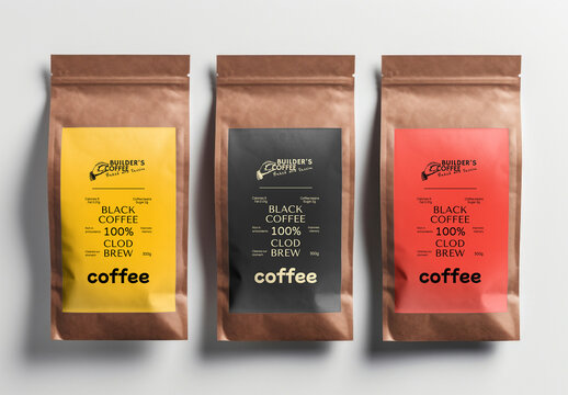 Product Flatlay Coffee Bean Bag Label Mockup With Generative AI