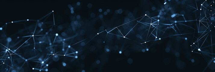 
A dark blue background with white dots representing the nodes of an abstract network, symbolizing connectivity and data flow in digital marketing.