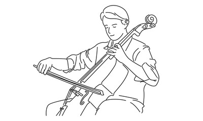 line art color of cello music player vector illustration © barnawi