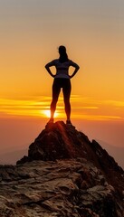 Morning exercise on a mountain top