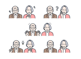 お年寄り アイコン 表情 セット 素材