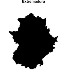 Extremadura blank outline map