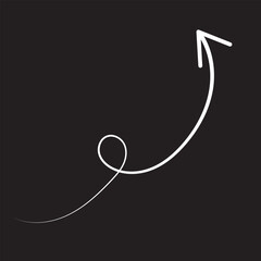 White cursive arrow pointing to the top. vector illustration. EPS10/AI