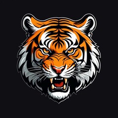 Tiger head mascot. Logo design. Illustration for printing on t-shirts.