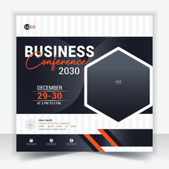 business conference social media post template design
