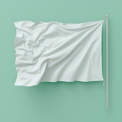 isolated white flag in pole 