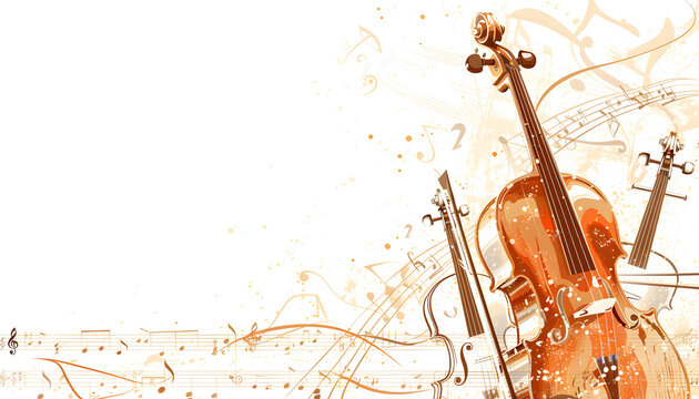 For an exquisite design, consider incorporating a violin with musical elements, ideal for promoting concerts, events, and classical themes. Capture the essence of music and elegance