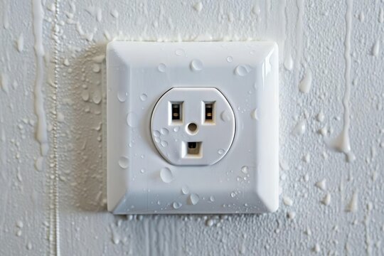 water on wet electrical socket. Electricity accident risk